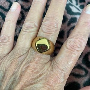 Stainless steel gold tone ring